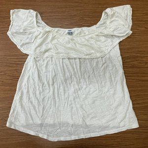 Old Navy Ruffled Short Sleeve Blouse, Ladies Size Large, White